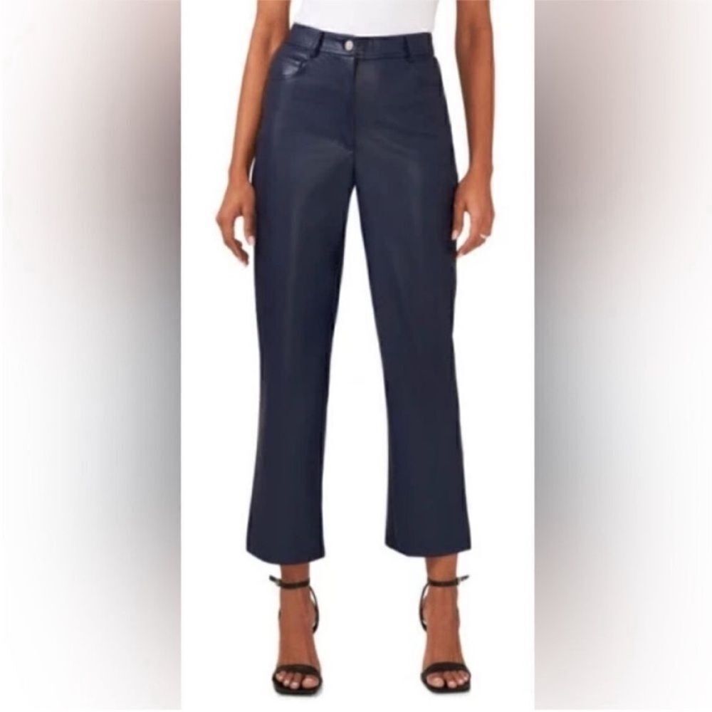031 New Halogen® 5-Pocket Faux Leather Pants in Classic Blue Size 8 - Picture 1 of 11